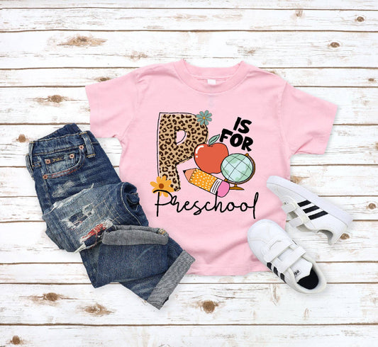 P is for Preschool- Leopard Tee