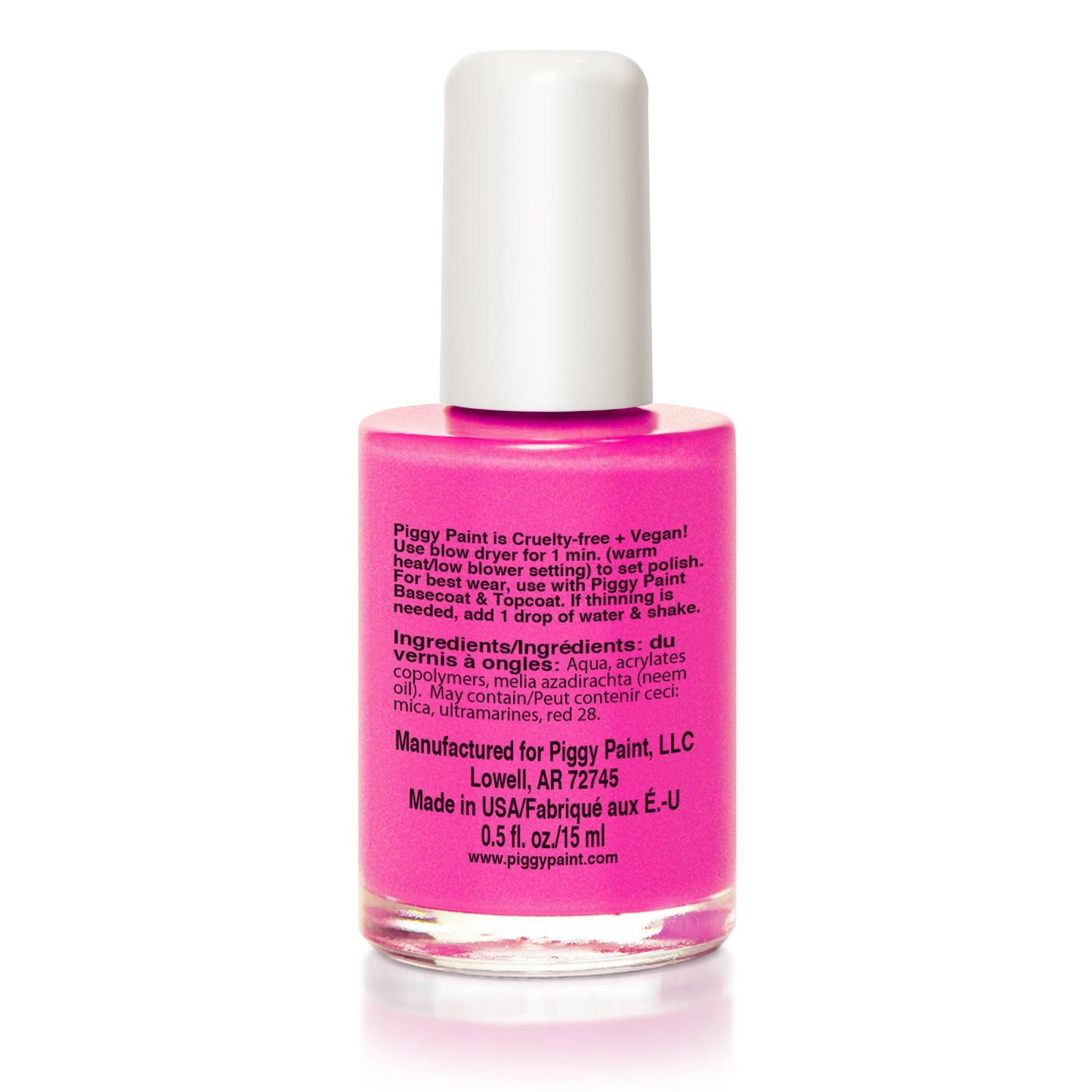 LOL -  Piggy Paint Kids Nail Polish — Neon Magenta Shimmer (0.5 oz)