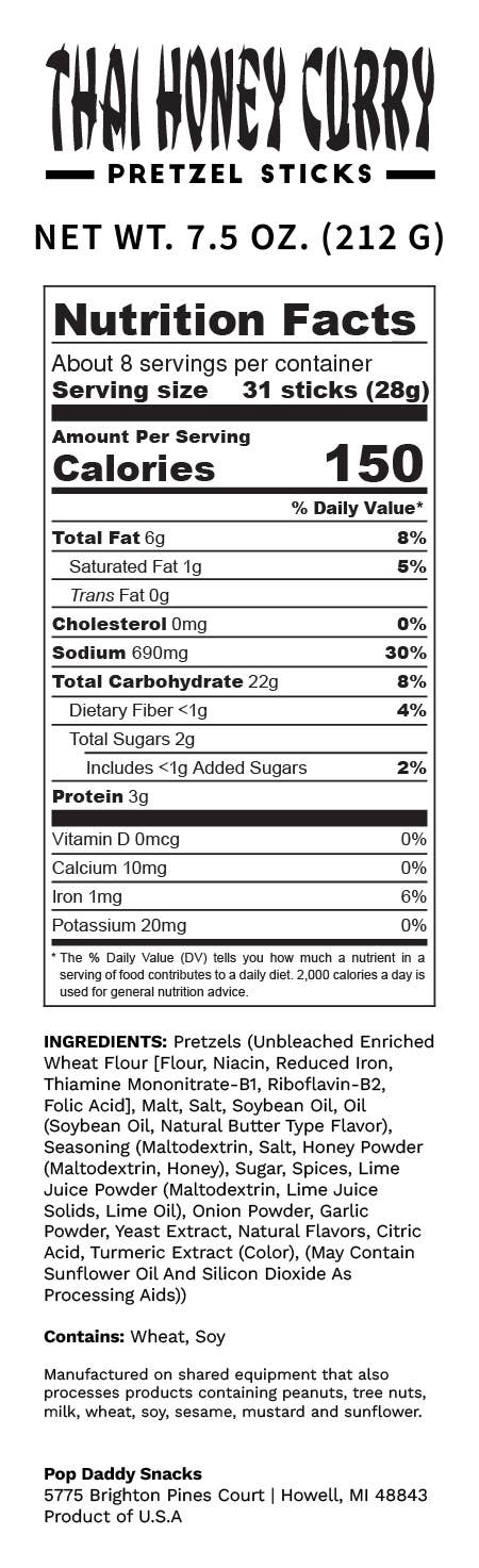 Seasoned Pretzels - 7.5oz - Thai Honey Curry
