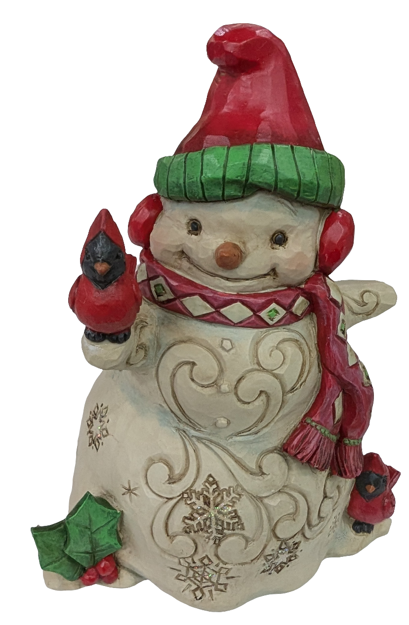 Heartwood Creek Snowman with Earmuff and Cardinal