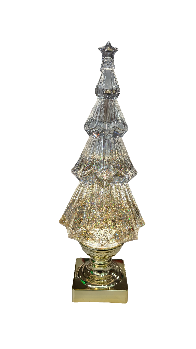 14” Lighted Spinning Water Globe Tree