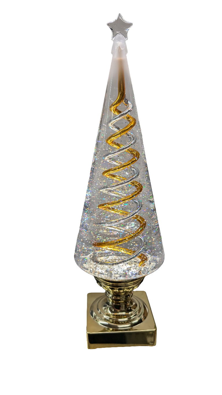 14" H B/O Lighted Spinning Water Globe Tree