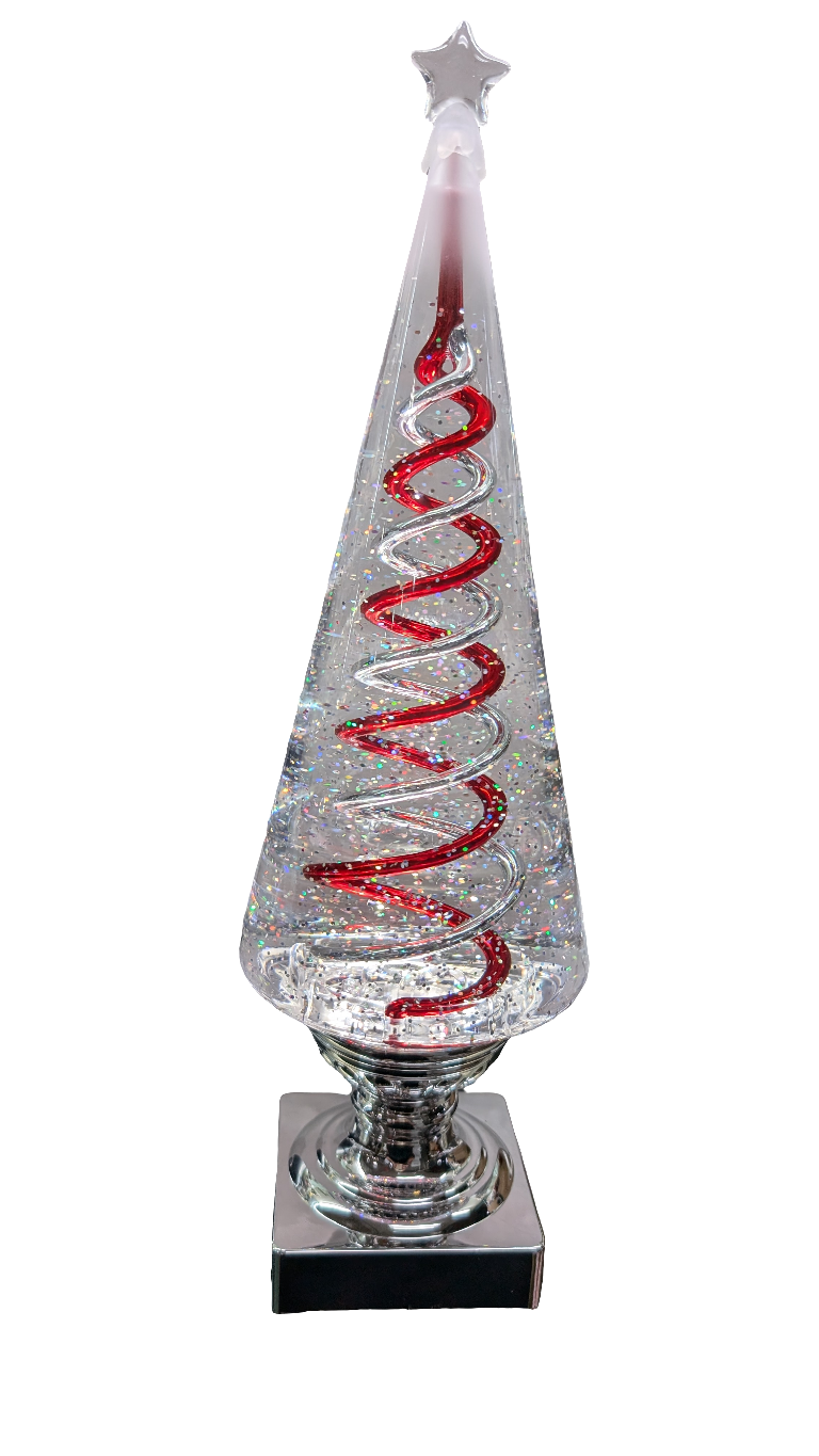 14" H B/O Lighted Spinning Water Globe Tree