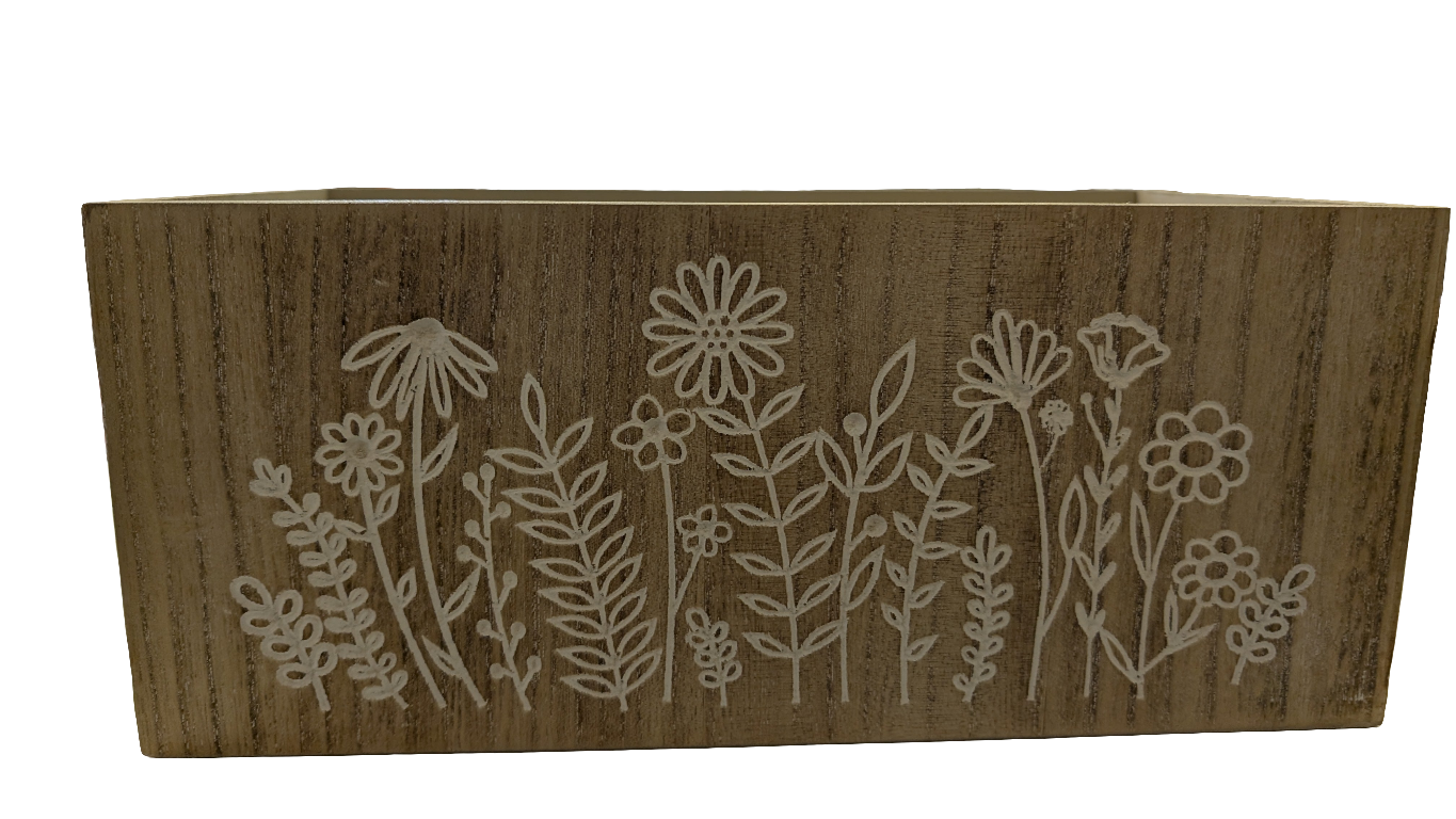 Nesting Wood Engraved Flower Design Boxes