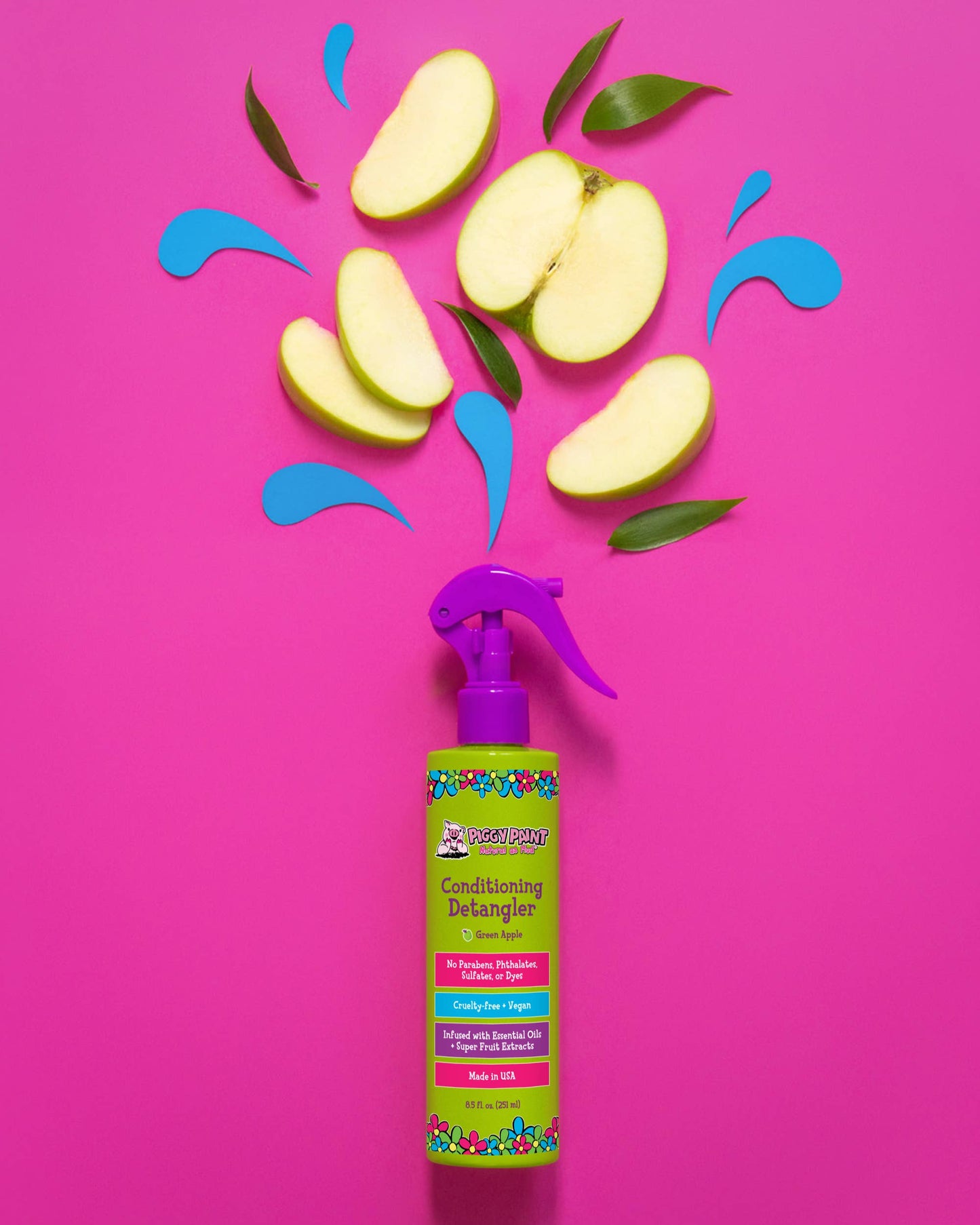 Green Apple Conditioning Detangler Non-Toxic Hair Care by Piggy Paint