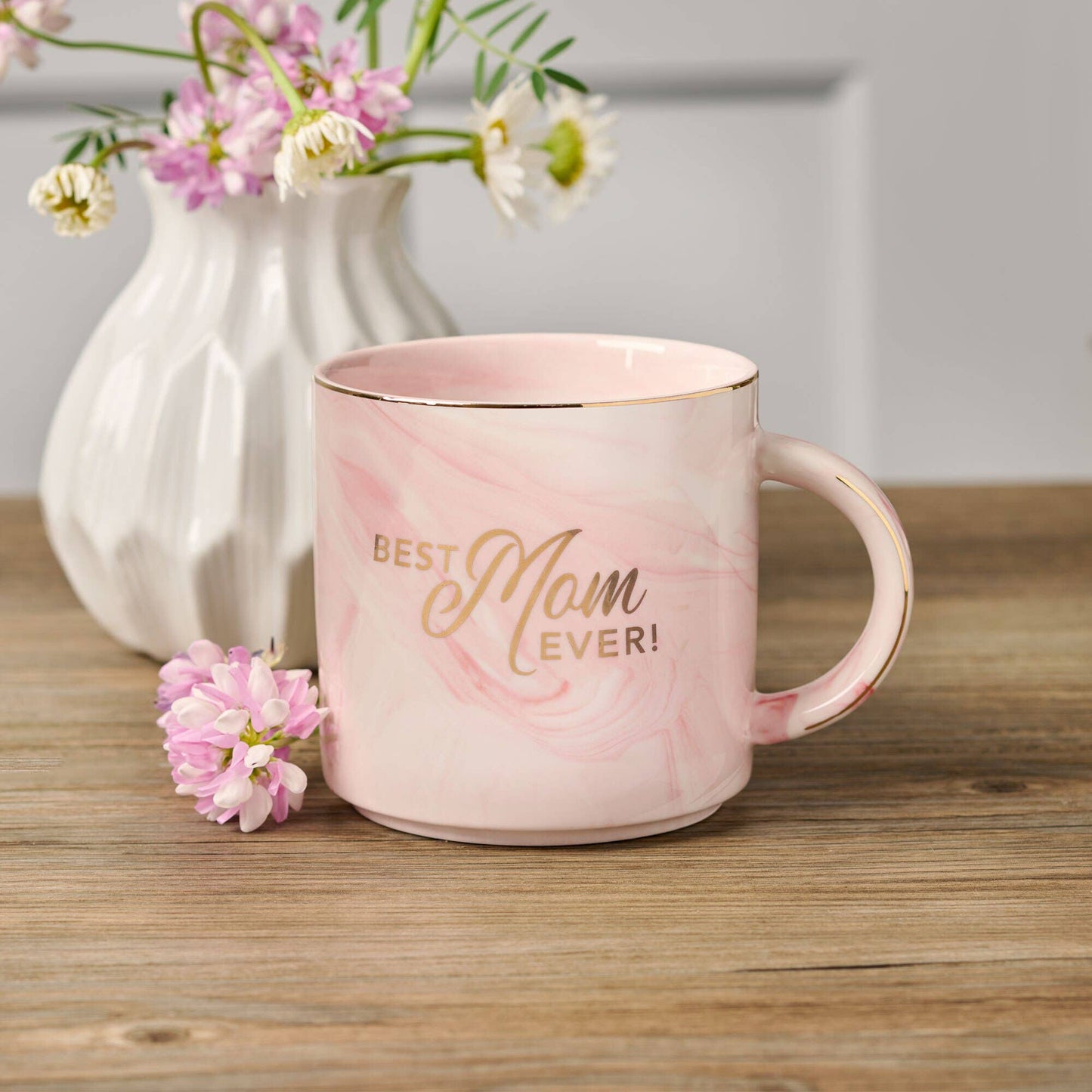 Best Mom Ever Pink Marbled Mug (13 oz)