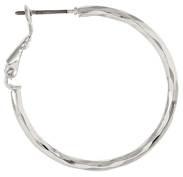 Silver Hammered Hoop Earrings – 1¼"