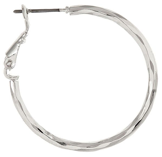 Silver Hammered Hoop Earrings – 1¼"