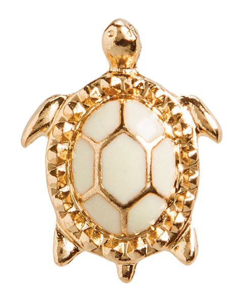 Gold White Turtle Post Earring