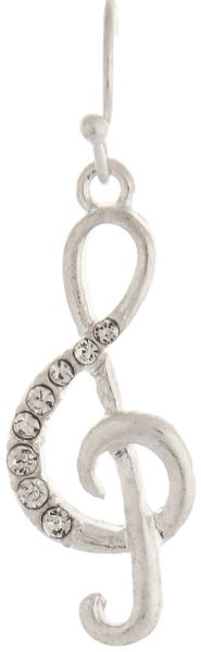Silver Crystal G-Clef Earrings