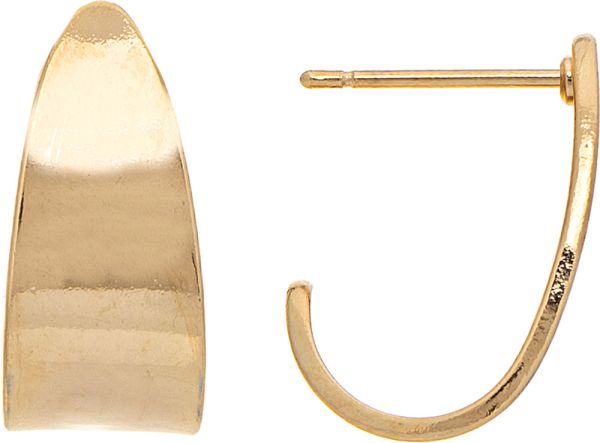 Gold Smooth Curve Hypoallergenic Wide Post Hoop Earring