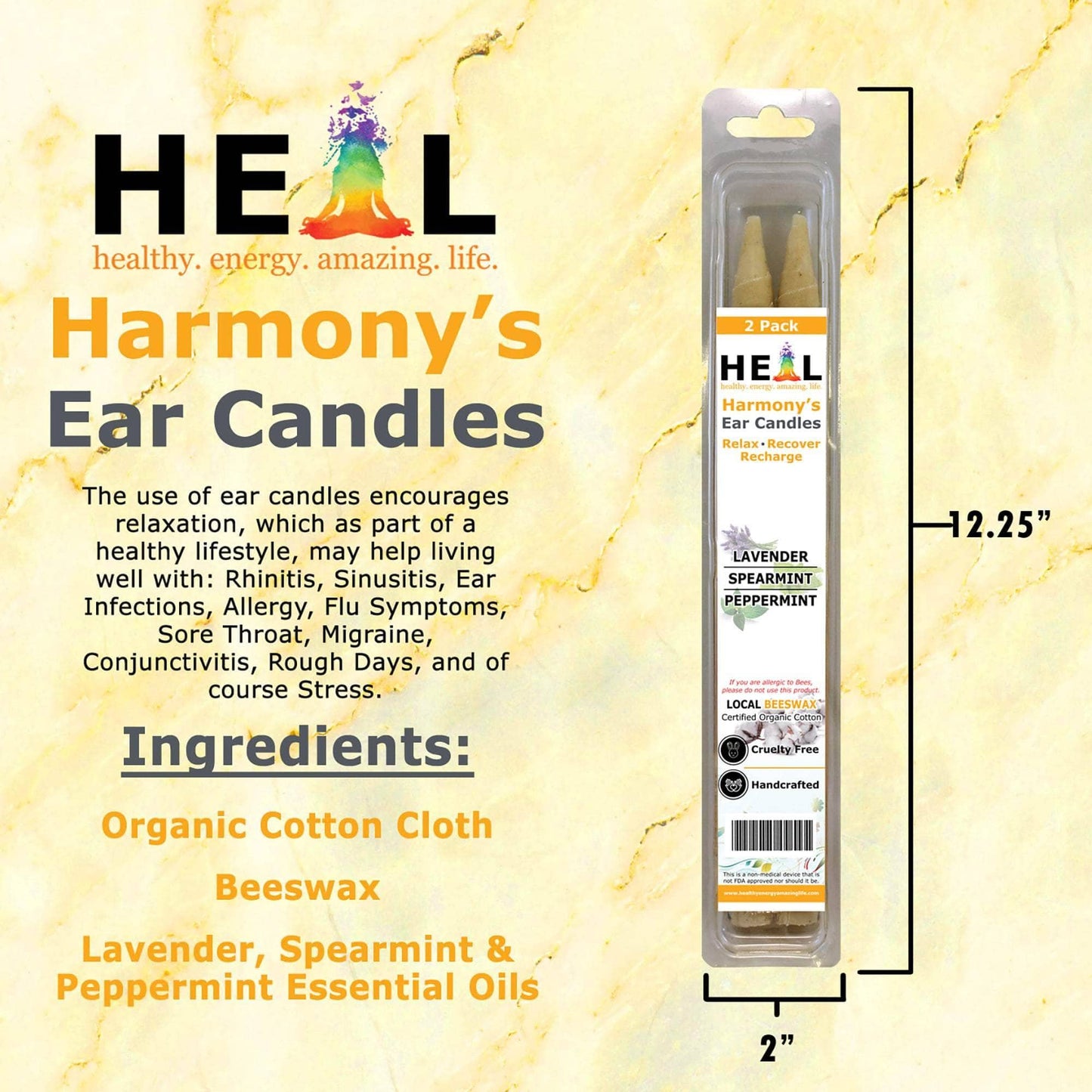 Lavender, Spearmint & Peppermint Beeswax Ear Candl