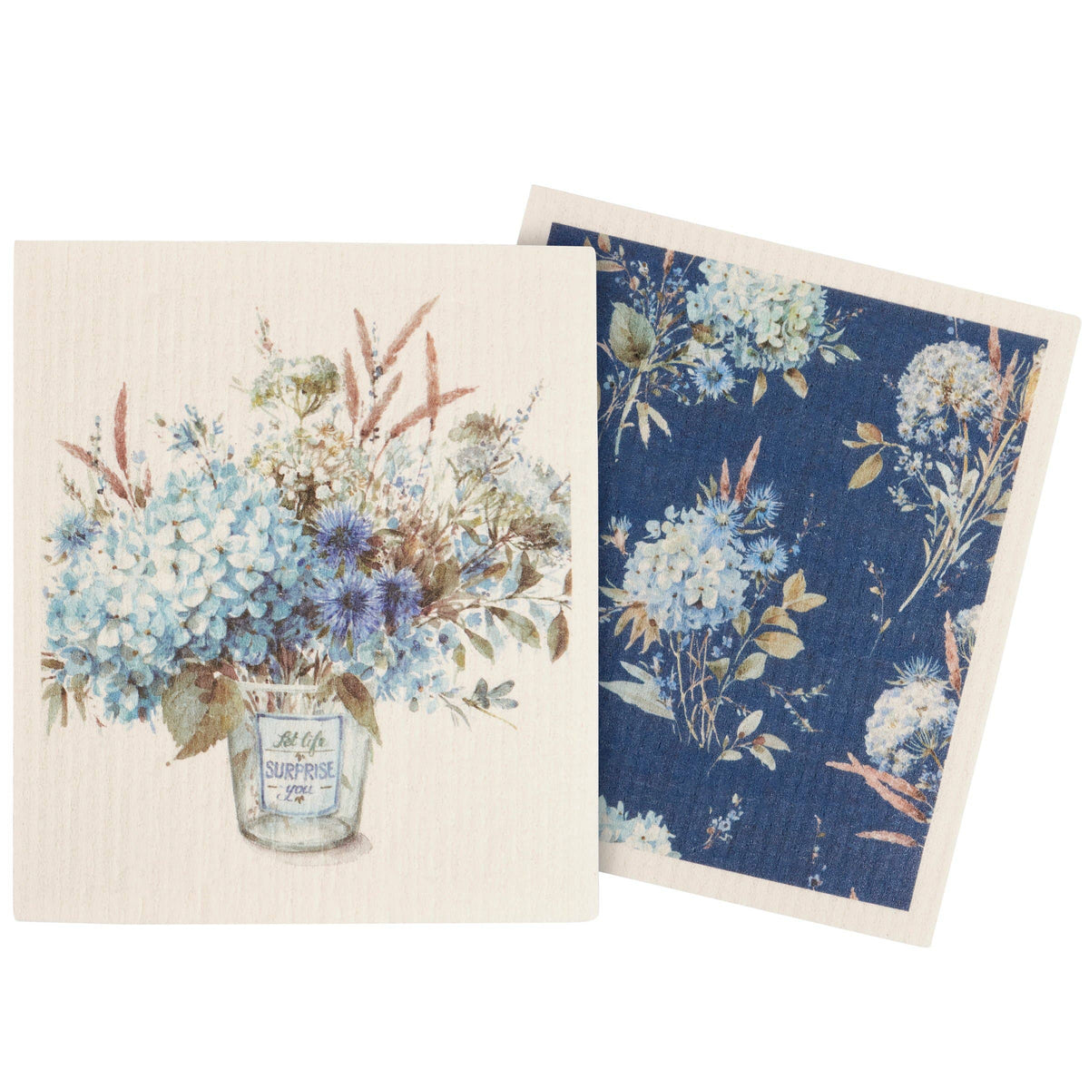 Blue Floral Swedish Dishcloths - Set of 2