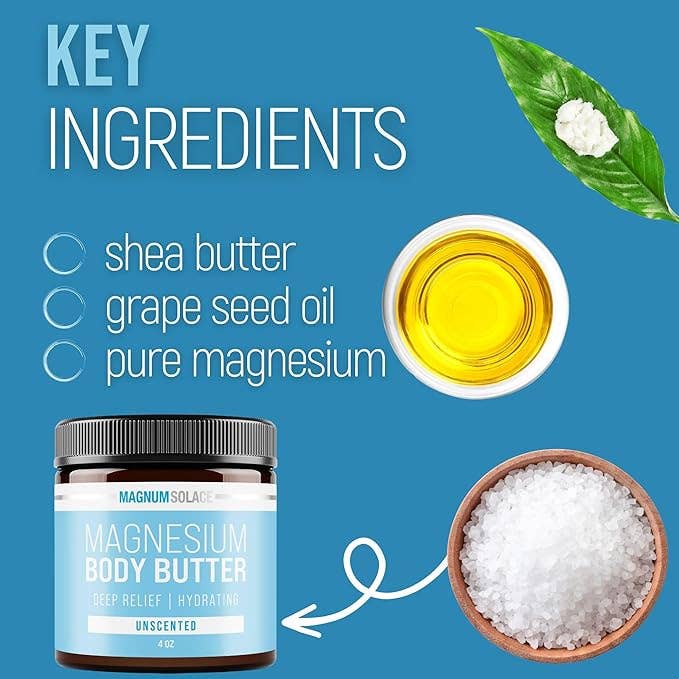 Magnesium Body Butter for Better Sleep - Unscented 4oz