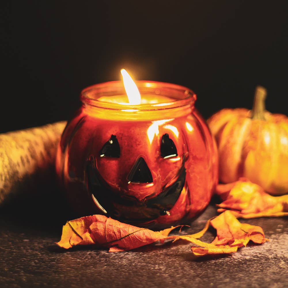 Punky - Pumpkin Jack-O-Lantern Candle – (10oz.) – Orange Cinnamon Clove