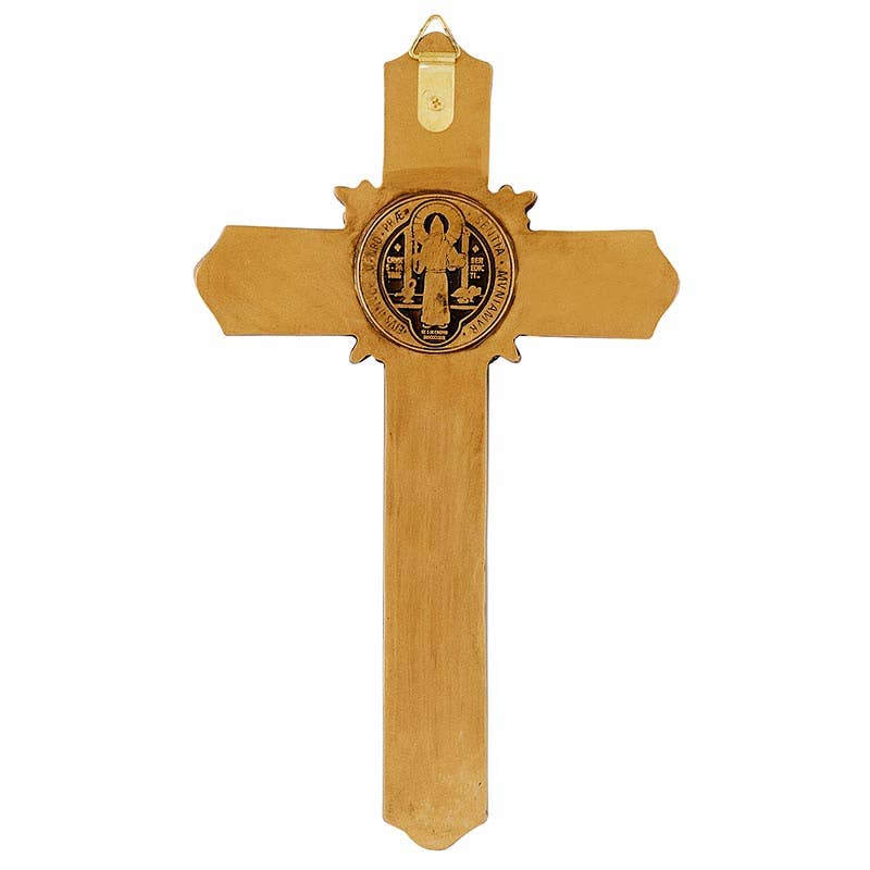 St. Benedict Crucifix – Antique Gold Finish 9" Wall