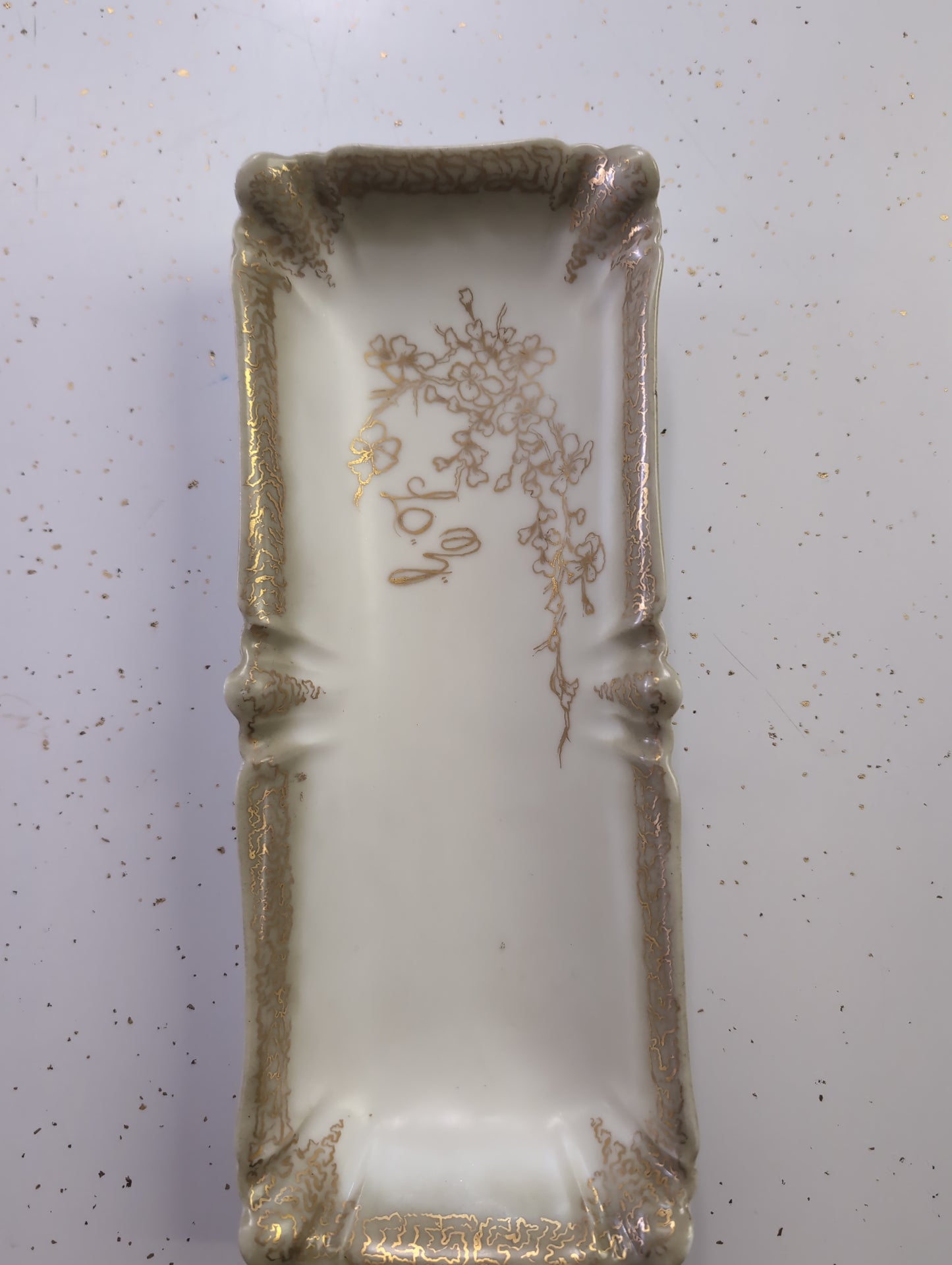 Haviland Limoges Antique Vanity Tray – Gold Floral (c. 1876–1889)