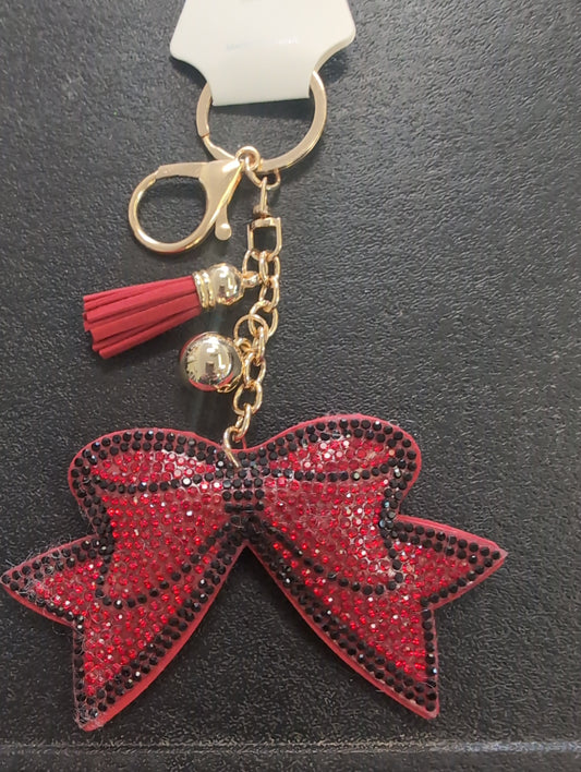 Crystal Bow Bag Charm – Red & Black