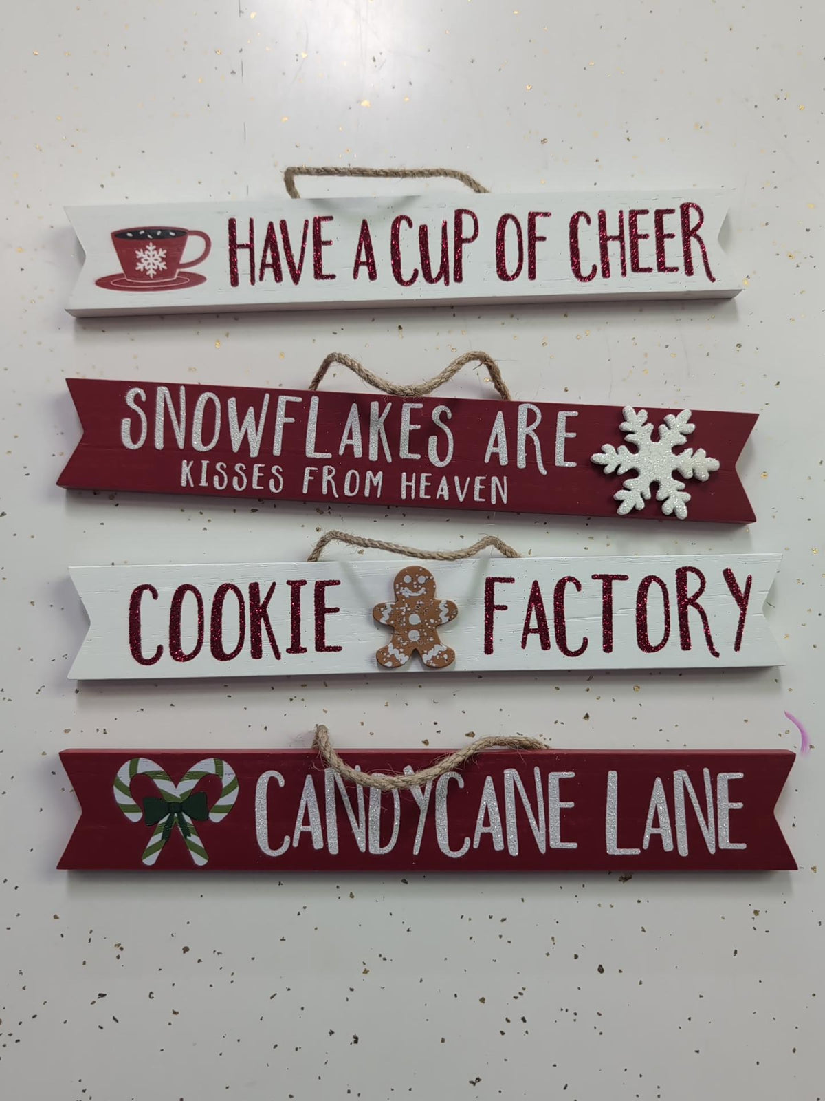 9.25" Wooden Christmas Hanging Signs – 4 Styles