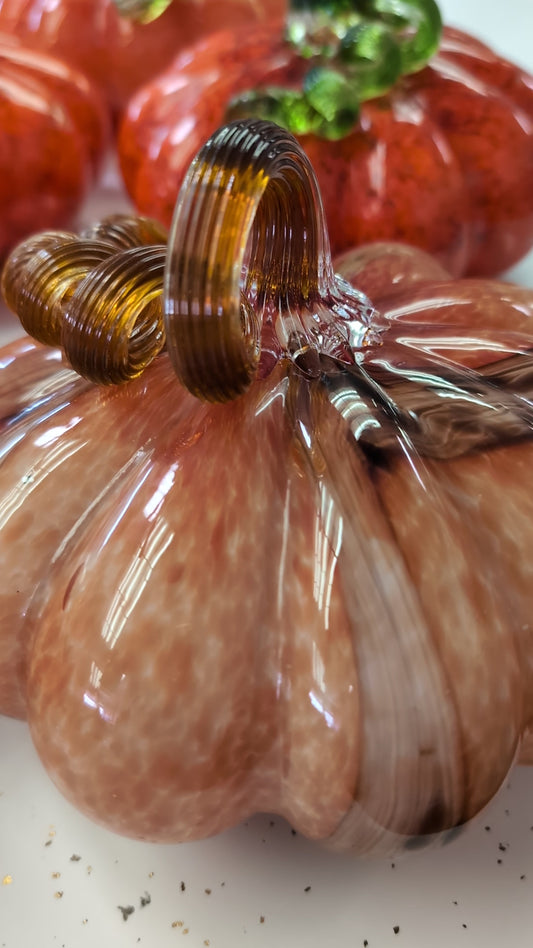 Handblown Glass Pumpkin 6.7" H