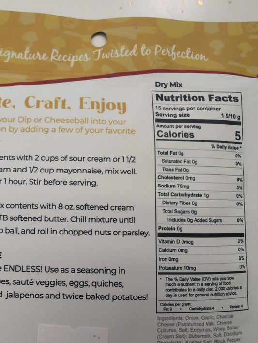 Twisted Pepper Co. Cheddar Onion Dip Mix