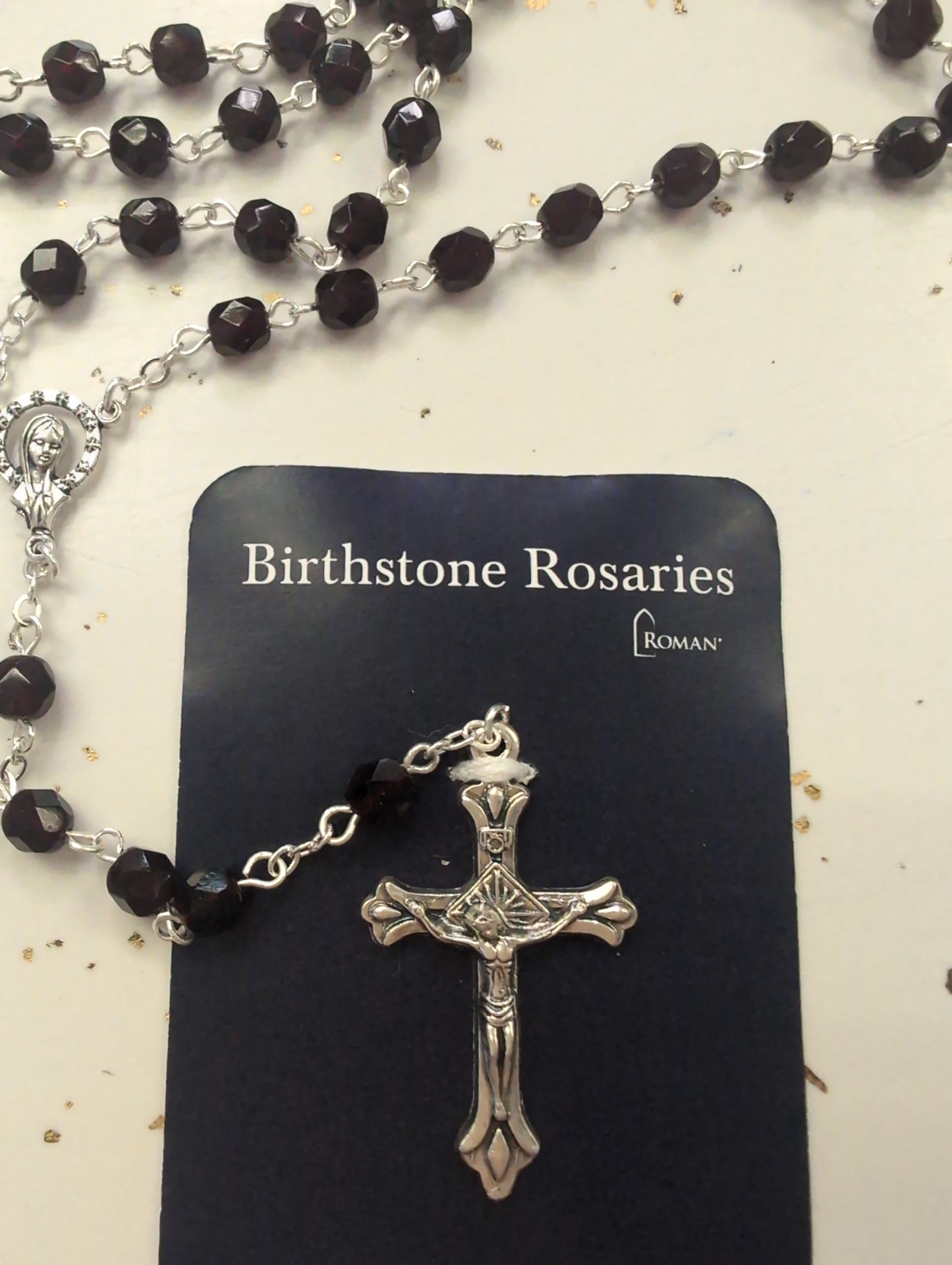 Birthstone Rosary — 17.5" Glass Beads