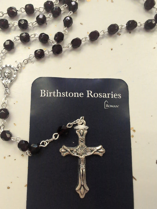 Birthstone Rosary — 17.5" Glass Beads
