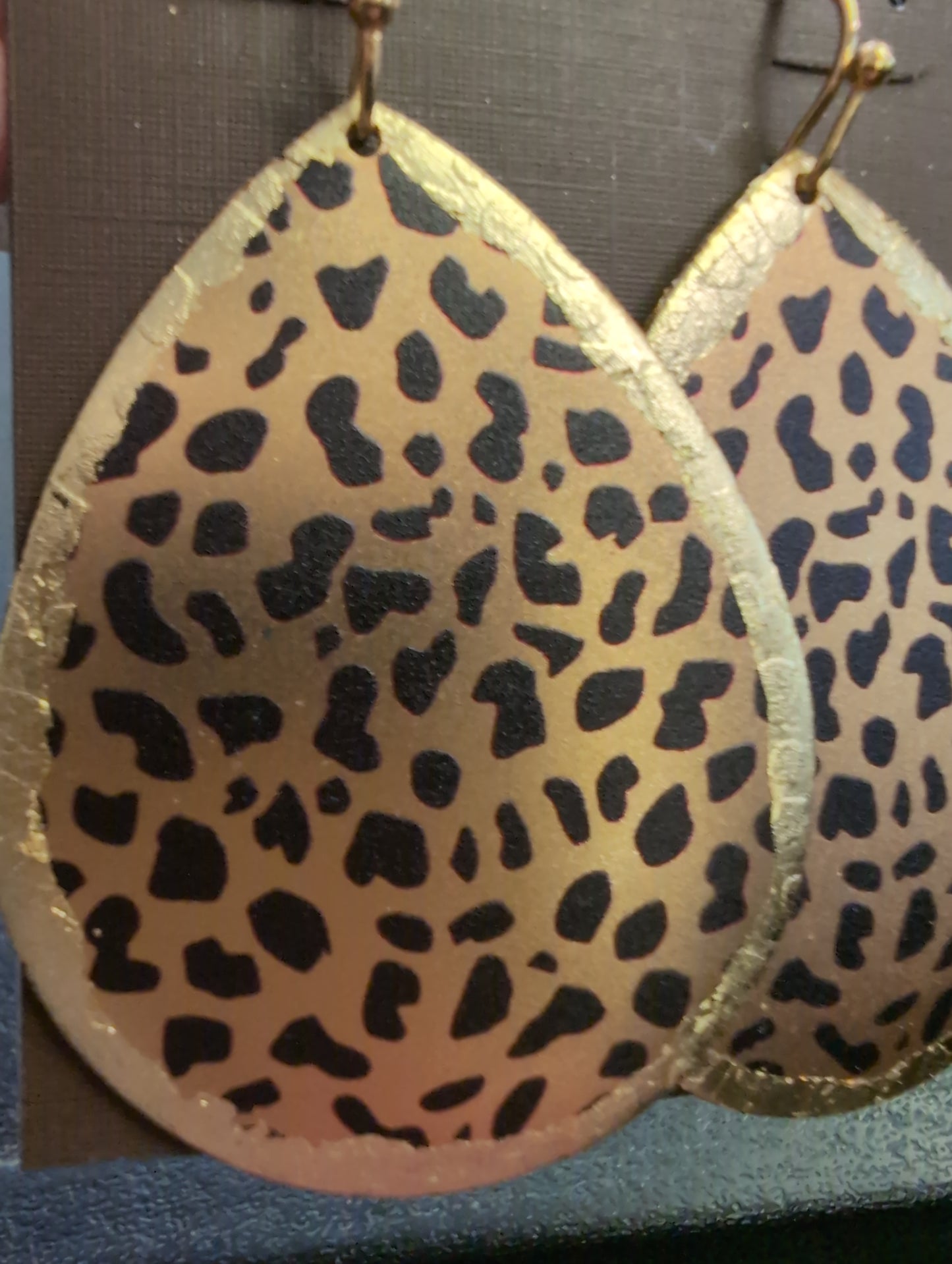 Gold Edge Leopard Print Earrings