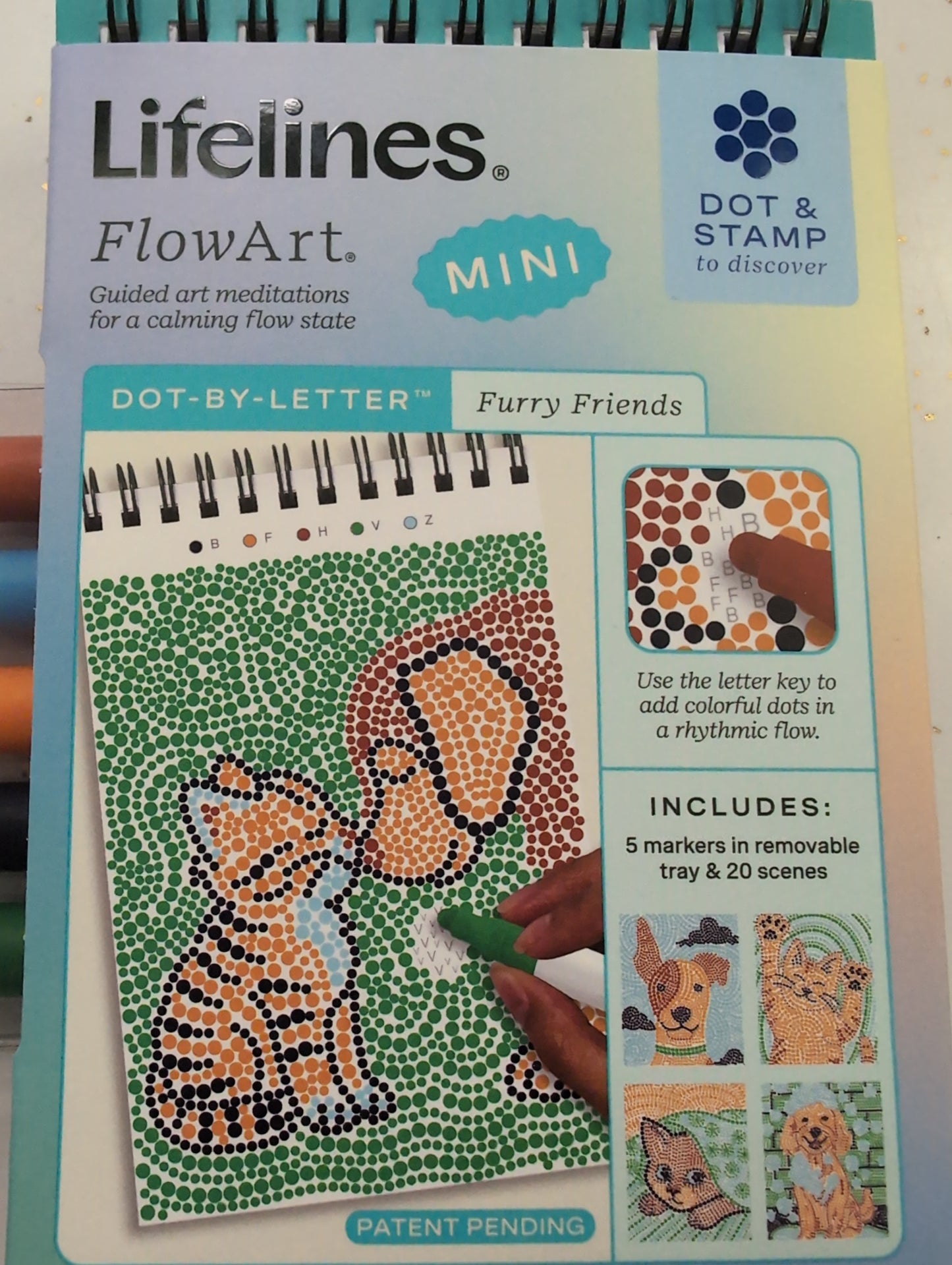 Lifelines FlowArt Mini – Furry Friends Dot-by-Letter Coloring Kit
