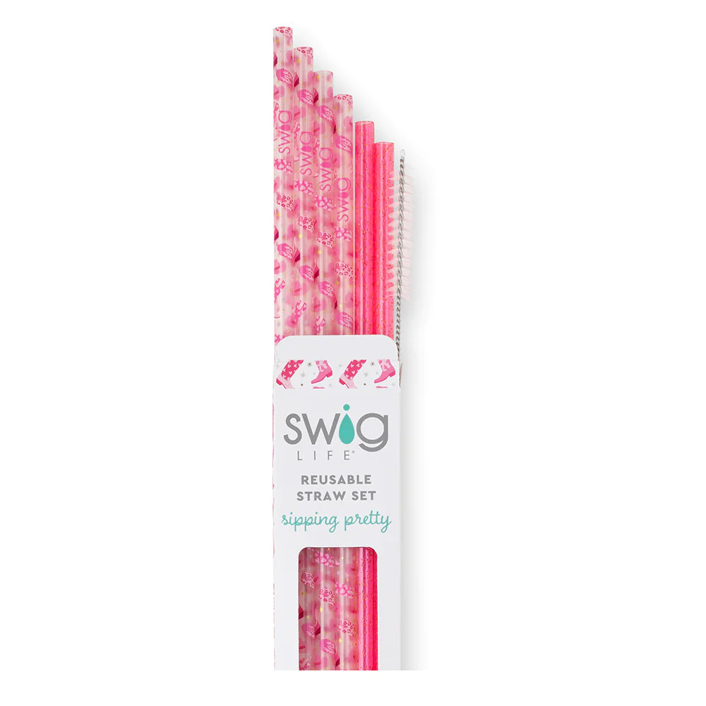 Let's Go Girls & Pink Glitter Straws