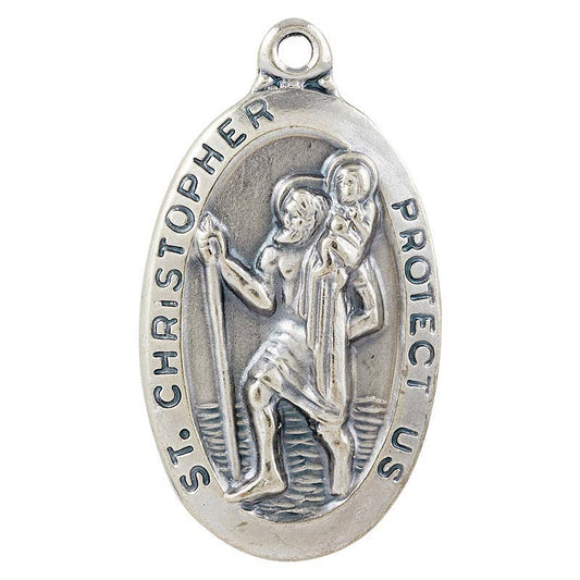 St. Christopher -Silver Oxide 1-3/8" Heritage - 24"