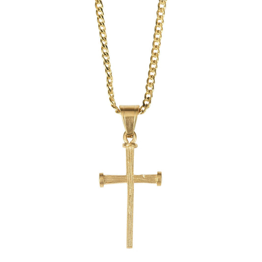 Nail Cross Gold Plated Stainless Steel