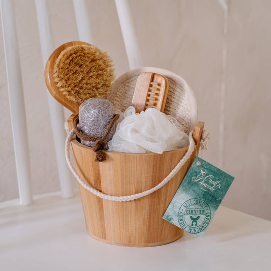 Spa gift set in wooden tub - Eco wellness gift basket