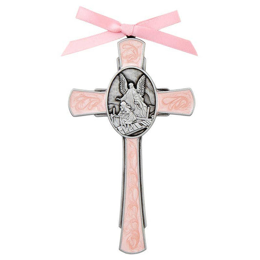 Guardian Angel Crib Cross — Pink Enamel (4.5")