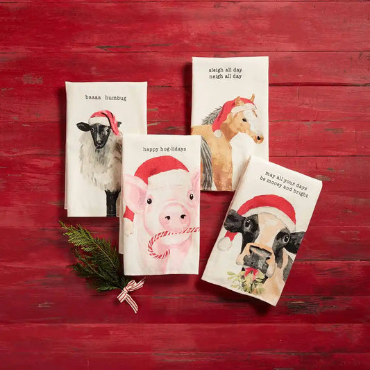 Christmas Farm Animals Dishtowels
