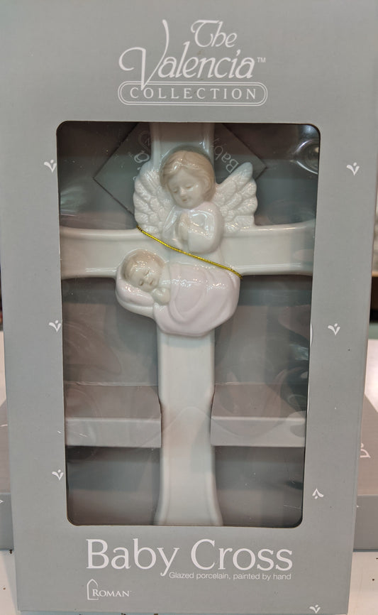 7.25” Porcelain Baby Cross - Girl
