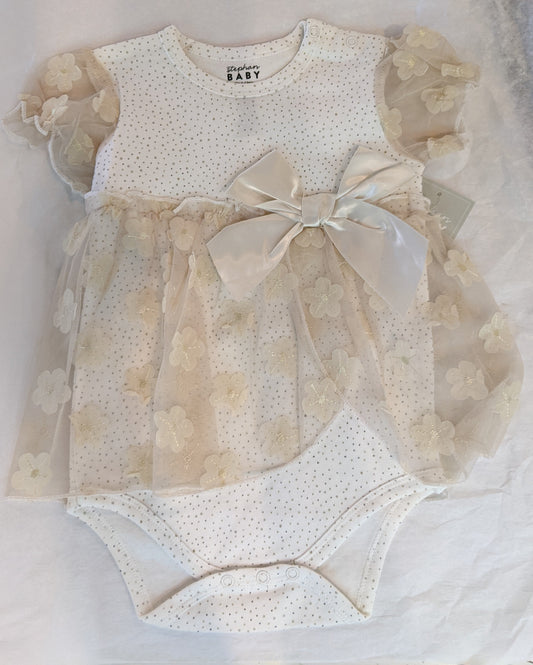 Cream w/Gray Dot Dress