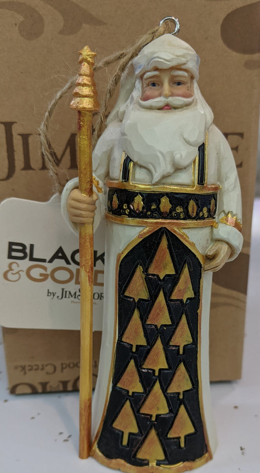 Jim Shore Black & Gold Santa Ornament