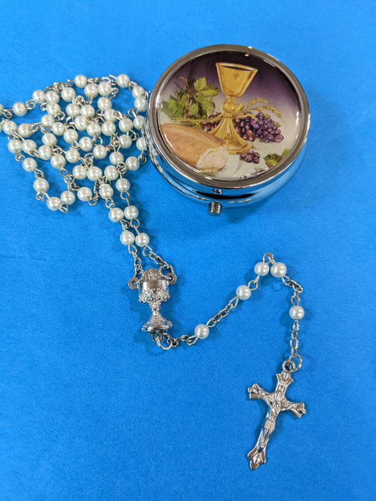 Body of Christ First Communion Rosary w/ case - Girl