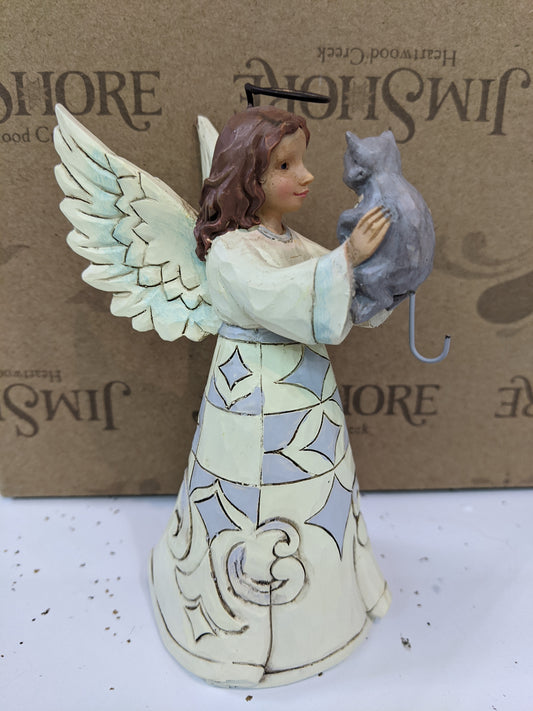 Jim Shore White Woodland Angel w/Cat