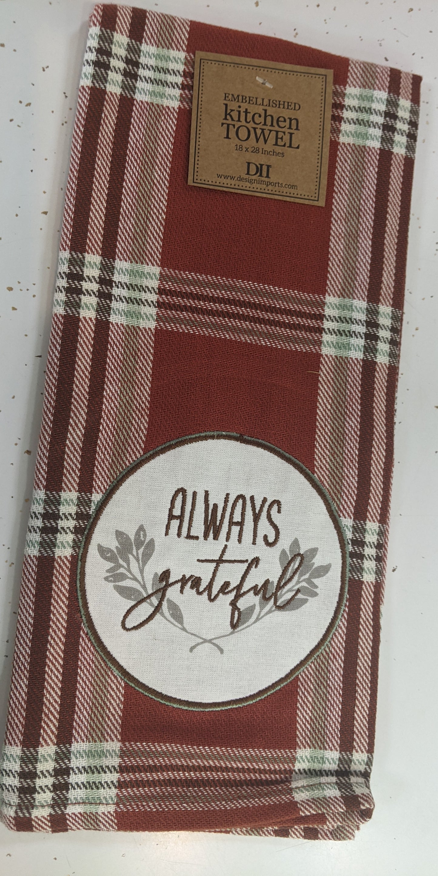 Always Grateful Embellished Dishtowel