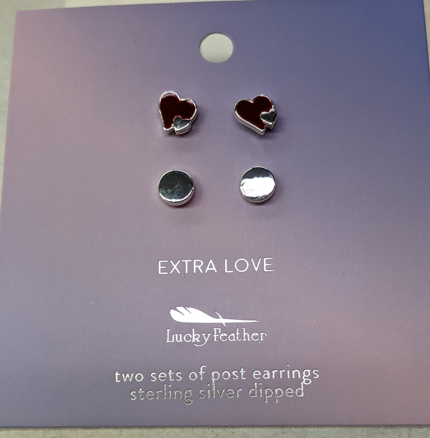 Hearts and Silver Round Stud Earrings