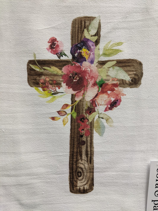 Wooden Cross Dishtowel