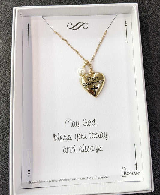 First Communion Heart Necklace