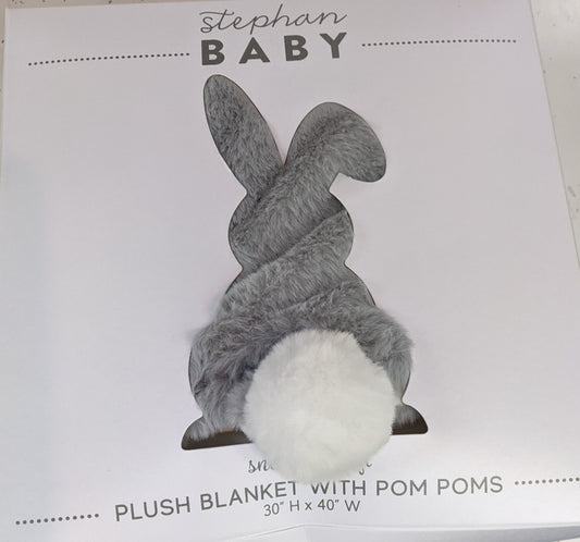 Plush Baby Blanket w/Pom Poms