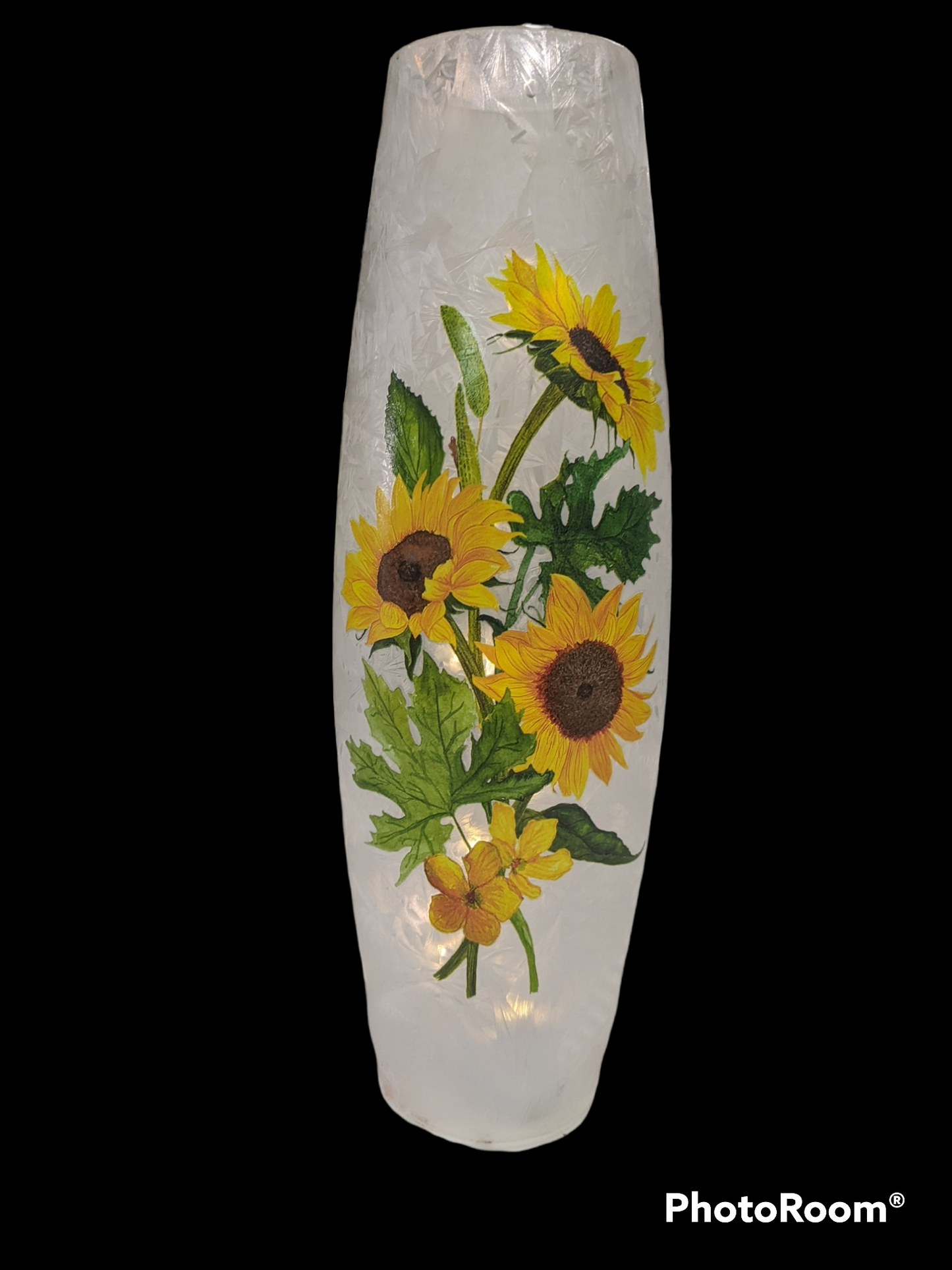 Frosted Glass Lighted Sunflower Vase