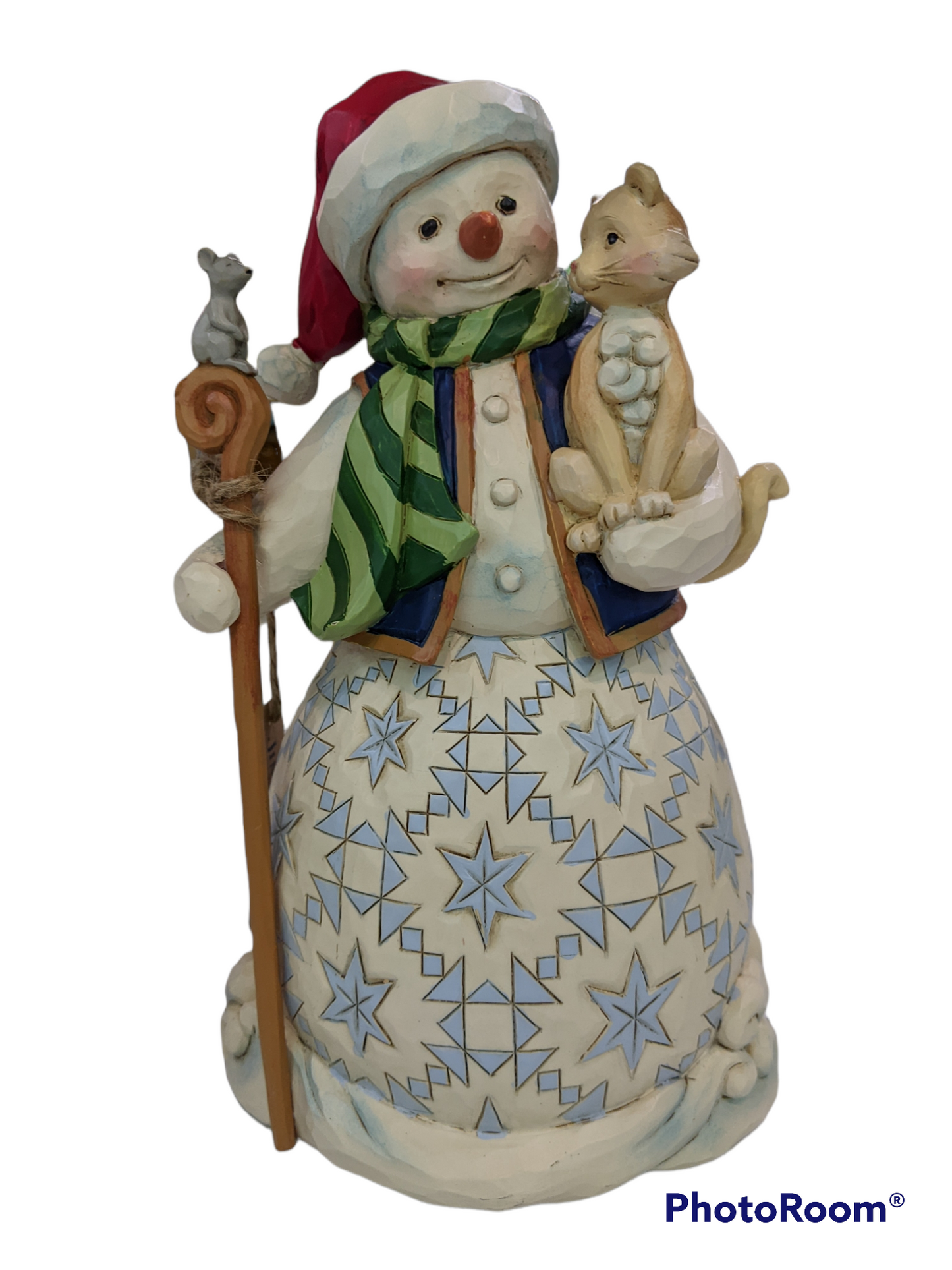 Jim Shore Snowman with Cat and Mouse