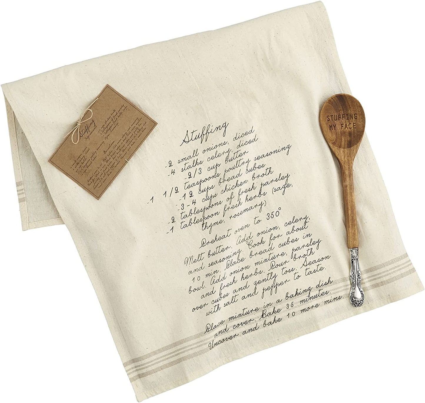 Wooden Spoon and Recipe Dishtowel Set