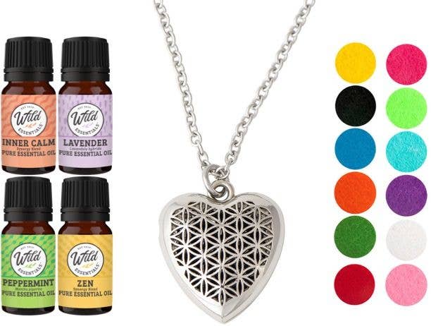 Heart of Chrome Necklace Diffuser with 4 essential oils