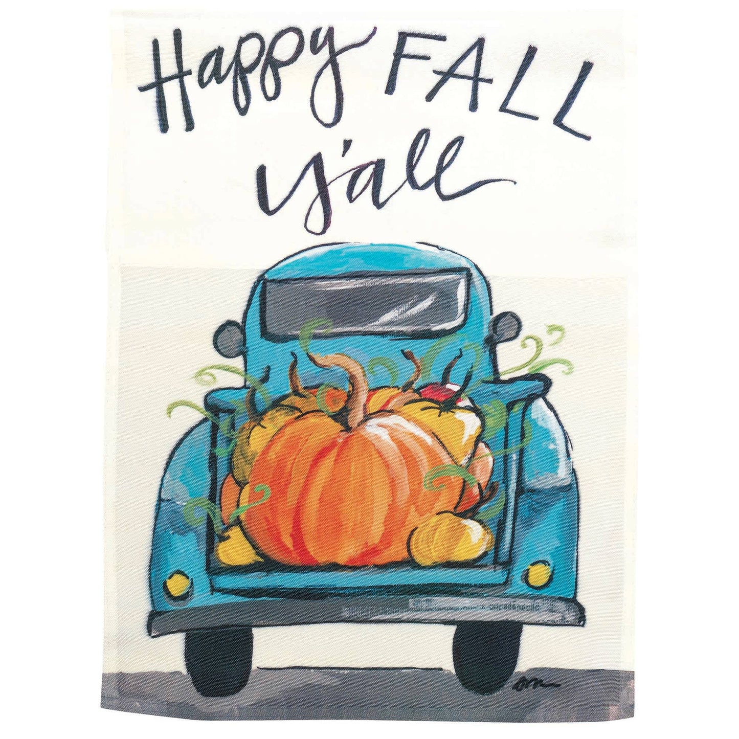 Happy Fall Y'All Truck Garden Print Flag